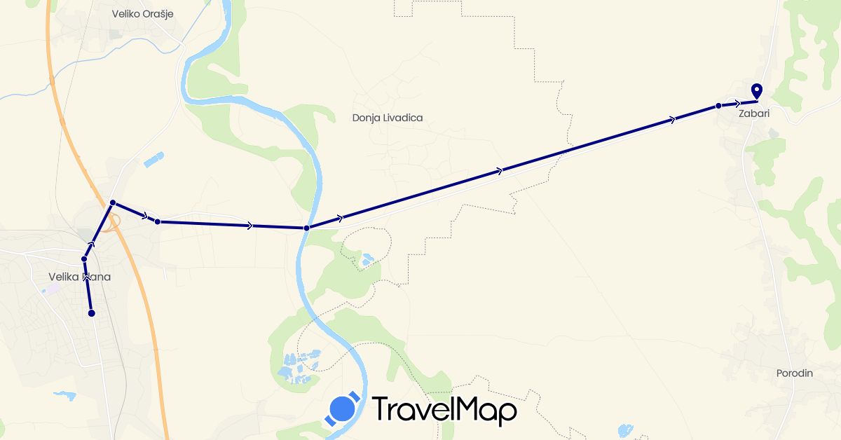 TravelMap itinerary: driving in Serbia (Europe)